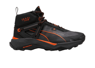 PUMA SEASONS Explore NITROâ¢ Mid GORE-TEX Hiking in Black/Grey Skies/Flame Flicker