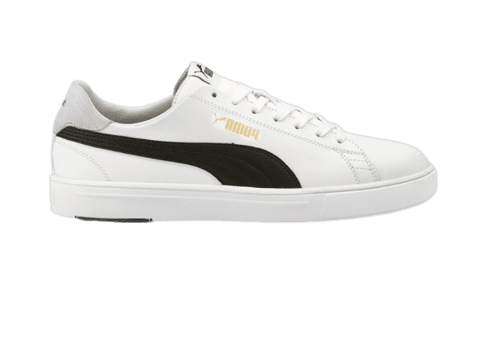 PUMA Serve Pro Lite Sneakers in White/Black/Team Gold