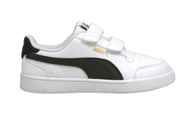 PUMA Shuffle Sneakers in White/Black/Team Gold (PS)