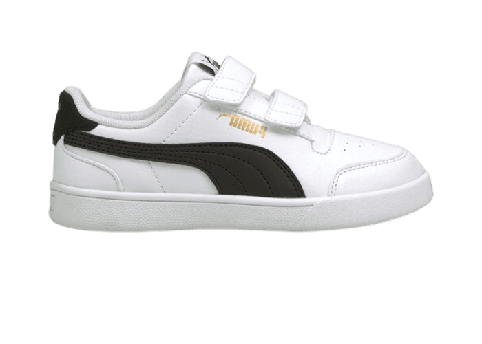 PUMA Shuffle Sneakers in White/Black/Team Gold (PS)