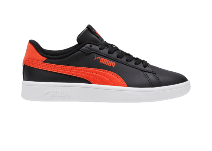 PUMA Smash 3.0 Leather Sneakers in Black/Redmazing (GS)