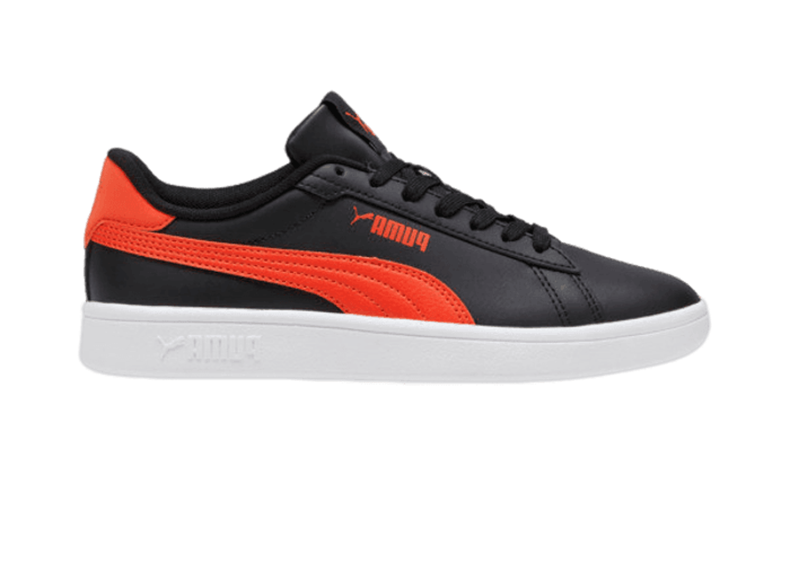 PUMA Smash 3.0 Leather Sneakers in Black/Redmazing (GS)
