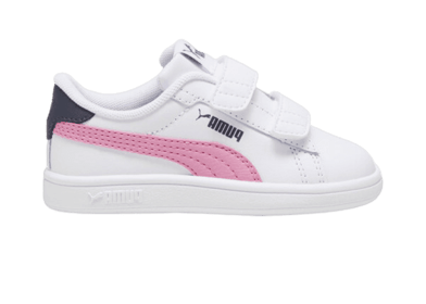 PUMA Smash 3.0 Leather V s' Sneakers in White/Mauved Out/Galactic Grey (TD)