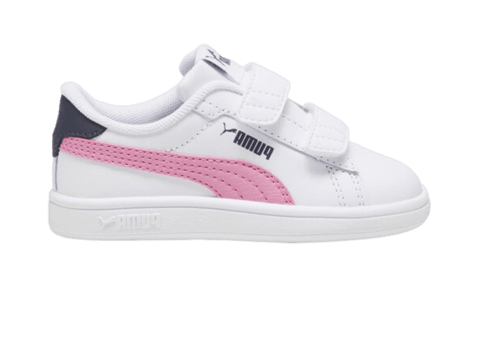 PUMA Smash 3.0 Leather V s' Sneakers in White/Mauved Out/Galactic Grey (TD)