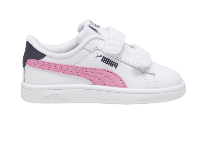 PUMA Smash 3.0 Leather V s' Sneakers in White/Mauved Out/Galactic Grey (TD)