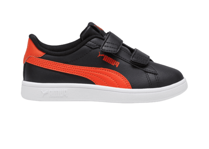 PUMA Smash 3.0 Leather V Sneakers in Black/Redmazing (PS) - 392033
