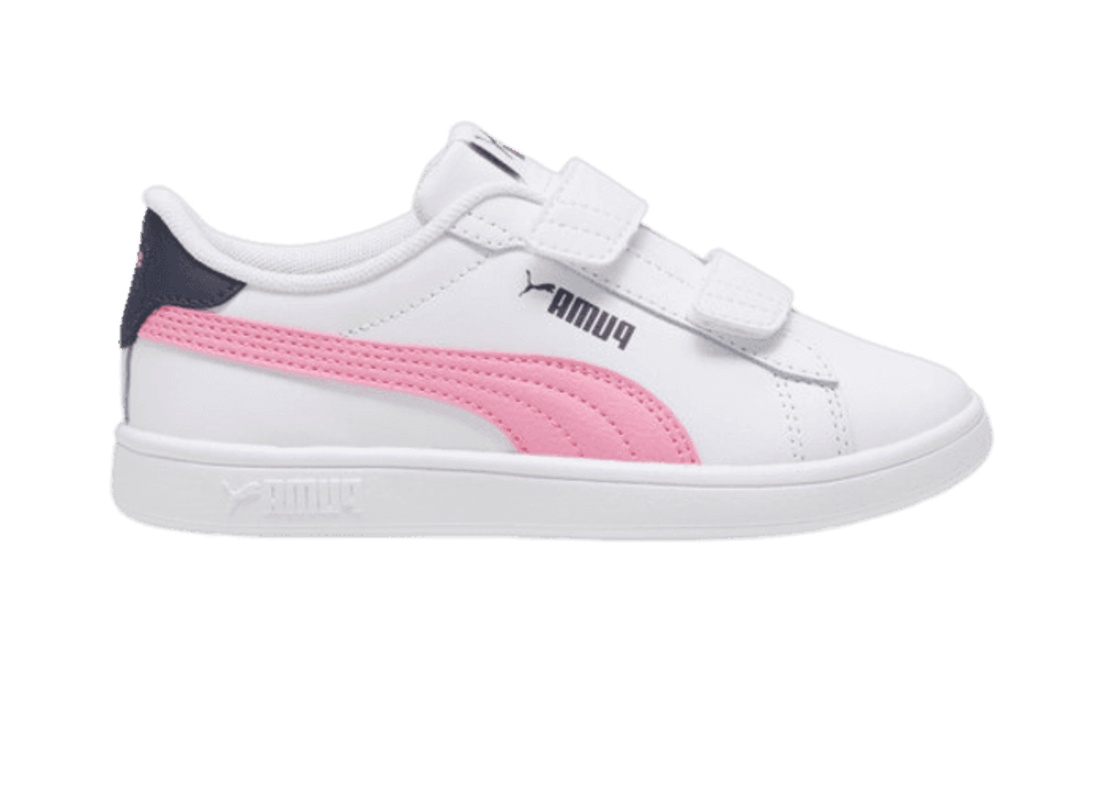 PUMA Smash 3.0 Leather V Sneakers in White/Mauved Out/Galactic Grey (PS)