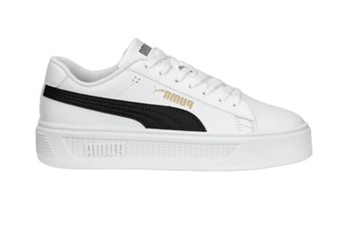 PUMA Smash Platform v3 Sneakers in White/Black/Gold