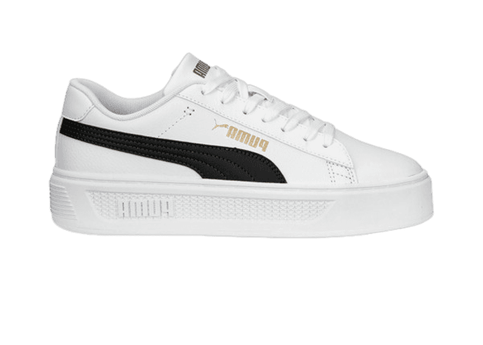 PUMA Smash Platform v3 Sneakers in White/Black/Gold