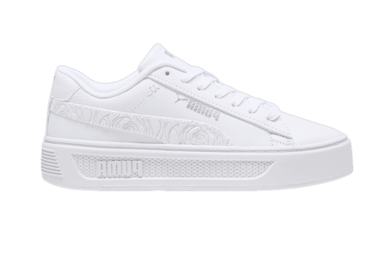 PUMA Smash v3 Platform Sneakers in White/Silver