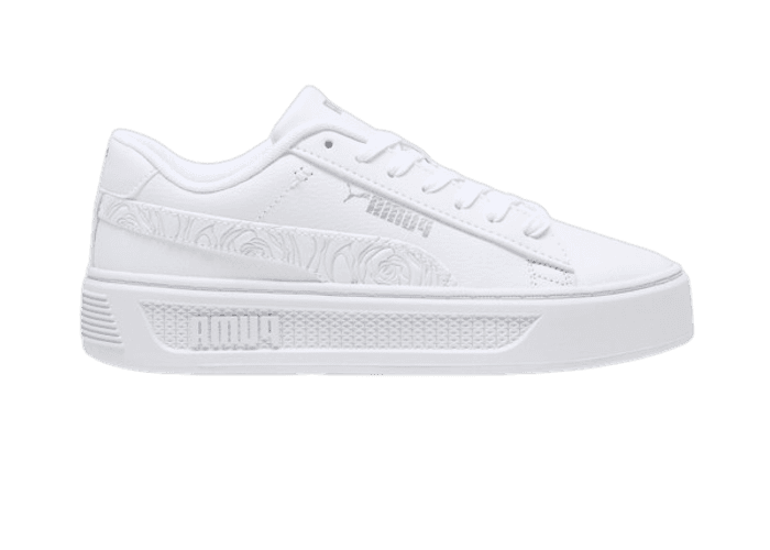 PUMA Smash v3 Platform Sneakers in White/Silver