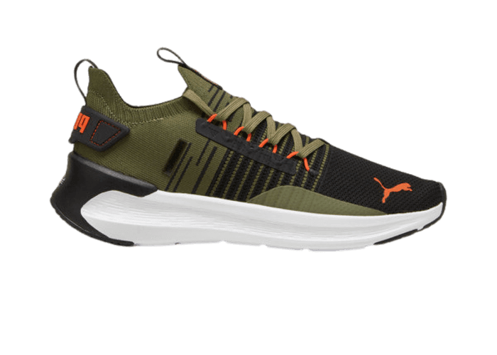 PUMA SOFTRIDE Symmetry Fuzion in Olive/Black/Flame Flicker