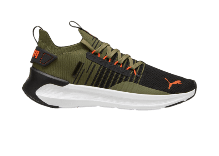 PUMA SOFTRIDE Symmetry Fuzion in Olive/Black/Flame Flicker