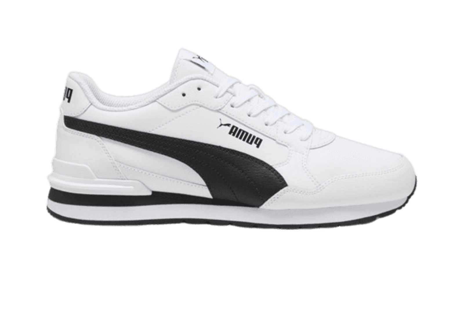 PUMA ST Runner v4 Leather Sneakers in White/Black/Cast Iron