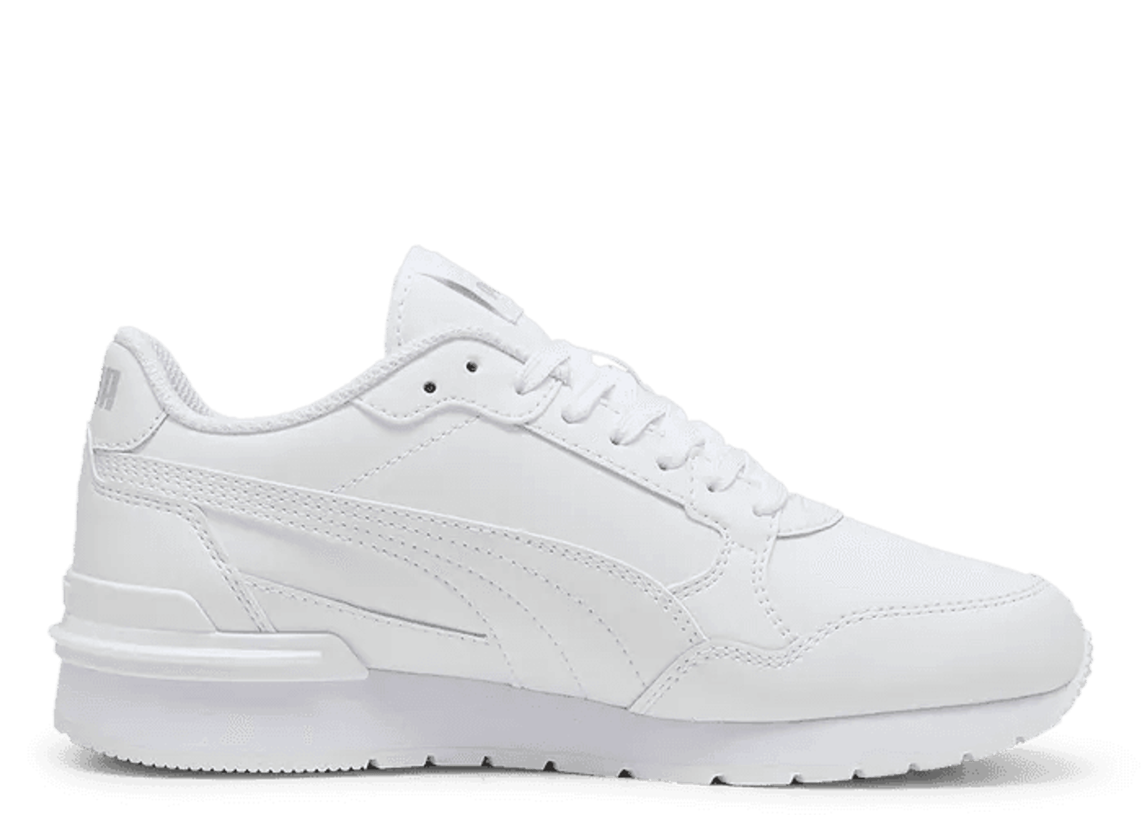 PUMA ST Runner v4 Leather Sneakers in White/Cool Light Grey (GS)