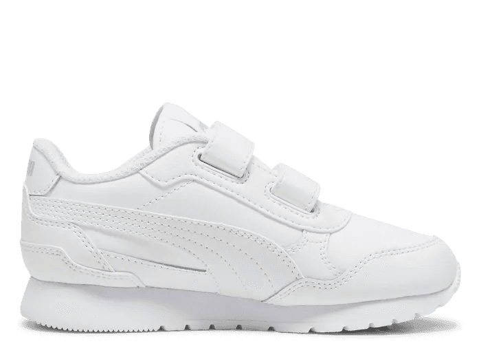 PUMA ST Runner v4 Leather Sneakers in White/Cool Light Grey (PS)