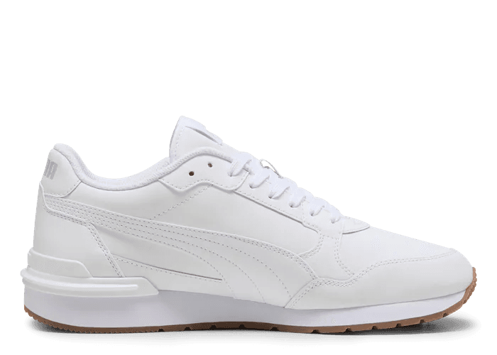 PUMA ST Runner v4 Leather Sneakers in White/Glacial Grey/Gum