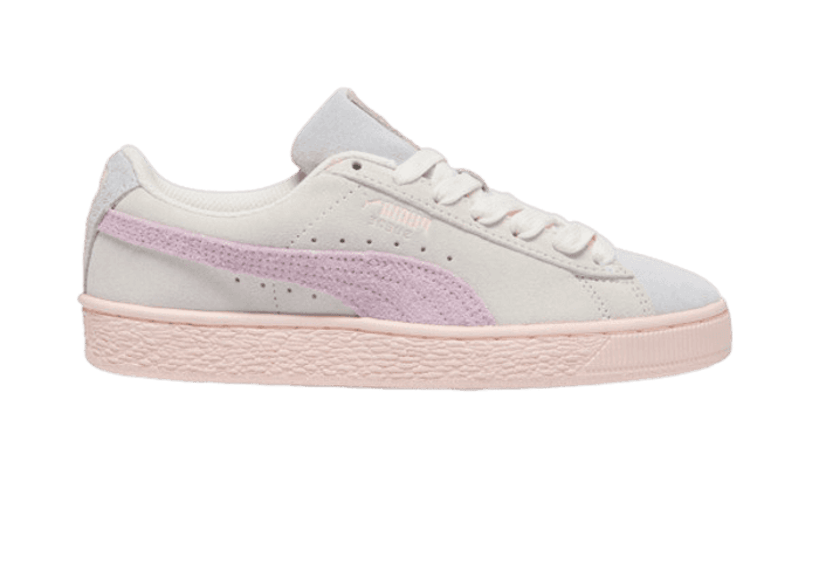 PUMA Suede Easter Sneakers in Warm White/Silver Mist/Grape Mist (GS)