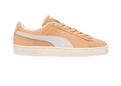 PUMA Suede New Bloom Sneakers in Peach Fizz/Warm White/Team Gold