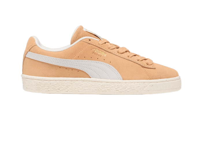 PUMA Suede New Bloom Sneakers in Peach Fizz/Warm White/Team Gold