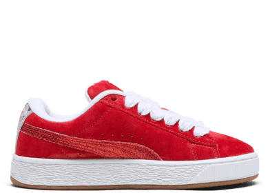 PUMA Suede XL Holiday Glitz Sneakers in For All Time Red/White/Silver (GS)