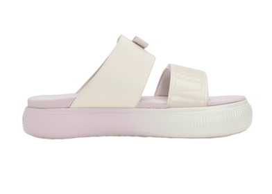 PUMA Summer Camp Suede Mayu Slides in Pristine/Lavender Fog