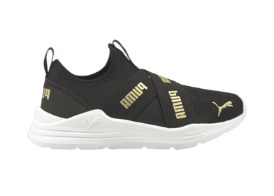 Puma Wired Run Slip-On Little Kid 'Black Team Gold'