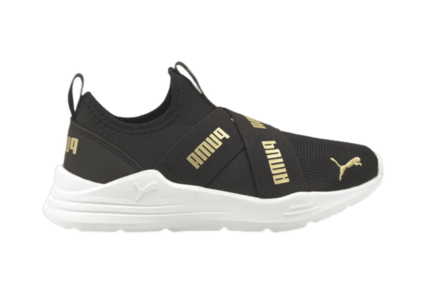 Puma Wired Run Slip-On Little Kid 'Black Team Gold'