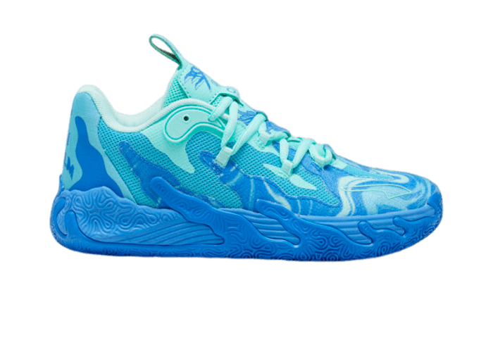 PUMA x LAMELO BALL MB.03 Lo Team Basketball in Hyperlink Blue/Bright Aqua/Electric Peppermint (GS)
