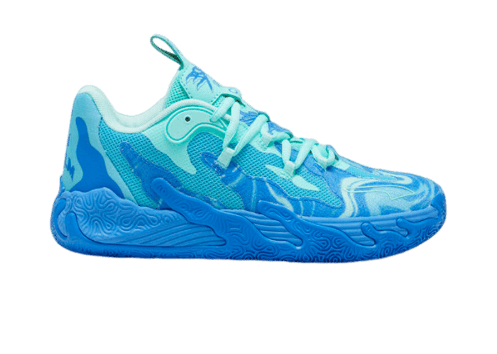 PUMA x LAMELO BALL MB.03 Lo Team Basketball in Hyperlink Blue/Bright Aqua/Electric Peppermint (GS)